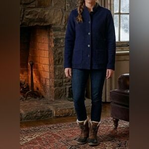 Hill Country Coat Size Medium M Navy Blue Jacket Cover-up Button-down Top